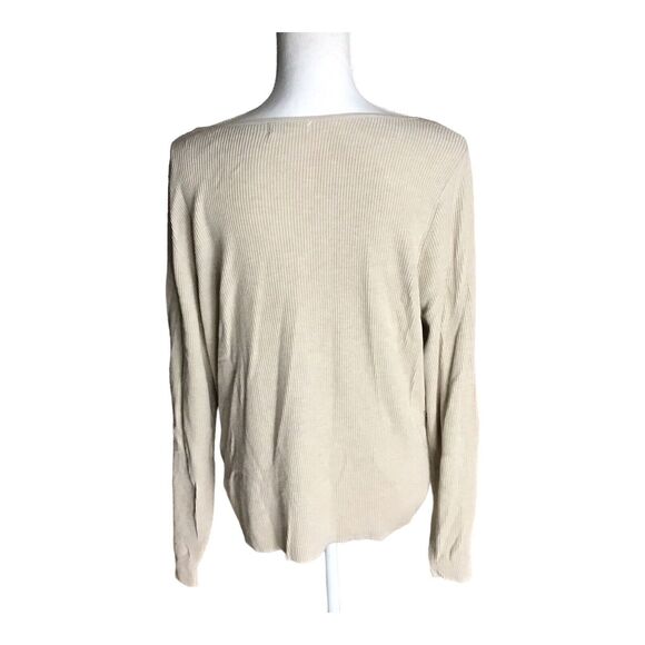 Leith Women’s Plus Size 3X Beige V-Neck Wrap Sweater Ribbed Stretch Modal NWOT - Picture 3 of 11